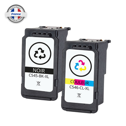 IC545XKR/546XCR-2-Premium Compatible pour PG545XL+CL546XL C/K/M/Y Inkjet cartridge Canon Reman BK 400/COL 300 Pages Avec puce récente avec niveau