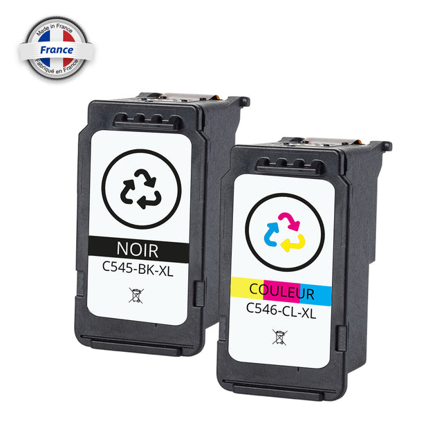 IC545XKR/546XCR-2-Premium Compatible pour PG545XL+CL546XL C/K/M/Y Inkjet cartridge Canon Reman BK 400/COL 300 Pages Avec puce récente avec niveau