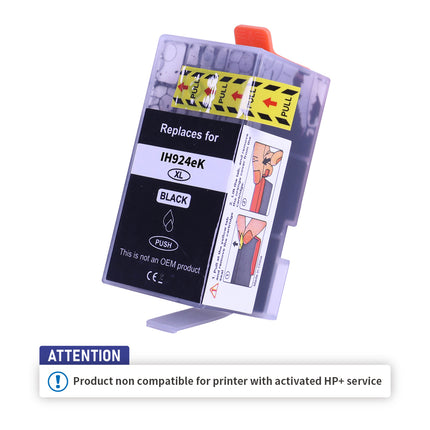 IH924eK Compatible pour 924e BK Noir Inkjet cartridge HP Compatible 1000 Pages. Produit non compatible avec le service HP+ activé