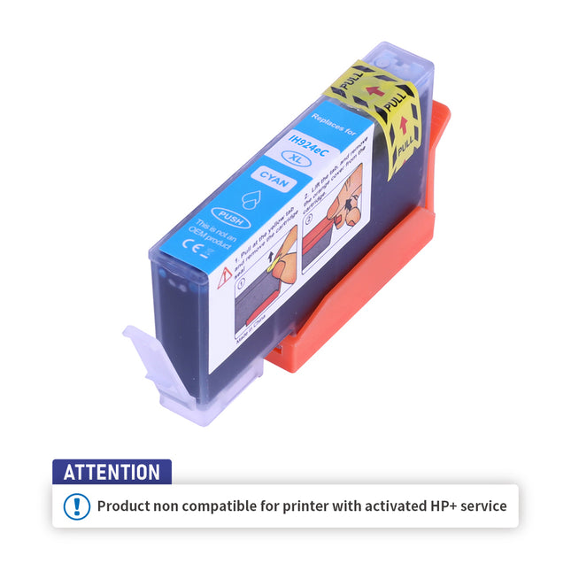 IH924eC Compatible pour 924e C Cyan Inkjet cartridge HP Compatible 800 Pages, Produit non compatible avec le service HP+ activé