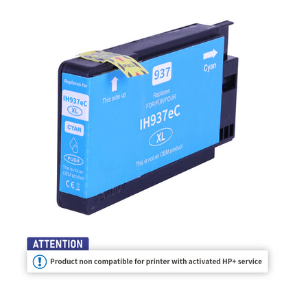 IH937eC Compatible pour 937e C Cyan Inkjet cartridge HP Compatible 1650 Pages, Produit non compatible avec le service HP+ activé