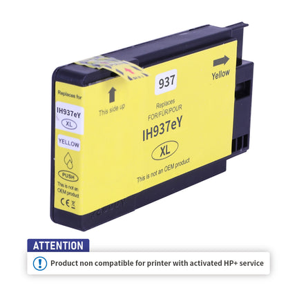 IH937eY Compatible pour 937e Y Jaune Inkjet cartridge HP Compatible 1650 Pages, Produit non compatible avec le service HP+ activé
