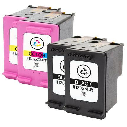 IH302XKR/CMYR-2 Compatible pour 302XLK/C/M/Y(F6U68AE/F6U67AE) C/K/M/Y Inkjet cartridge HP Reman 750/450 Pages