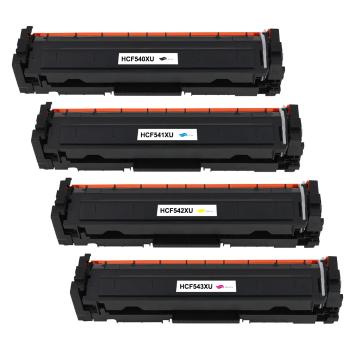 Toner compatible HP CF540 / CF541 / CF542 / CF543 / 203X Quadri – Noir 3 200 pages / CMY 2 500 pages